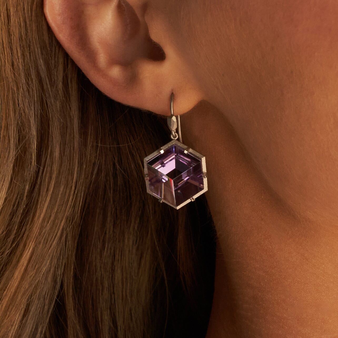 ‘Plateau’ Amethyst White Gold Earrings Earrings Jason Ree Design 