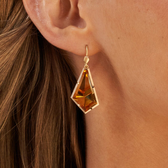 ‘Pinnacle’ Citrine Yellow Gold Earrings Earrings Jason Ree Design 