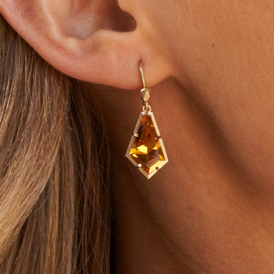‘Summit’ Citrine Yellow Gold Earrings Earrings Jason Ree Design 