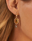 ‘Peak’ Citrine & Bronze Pearl Yellow Gold Earrings 
