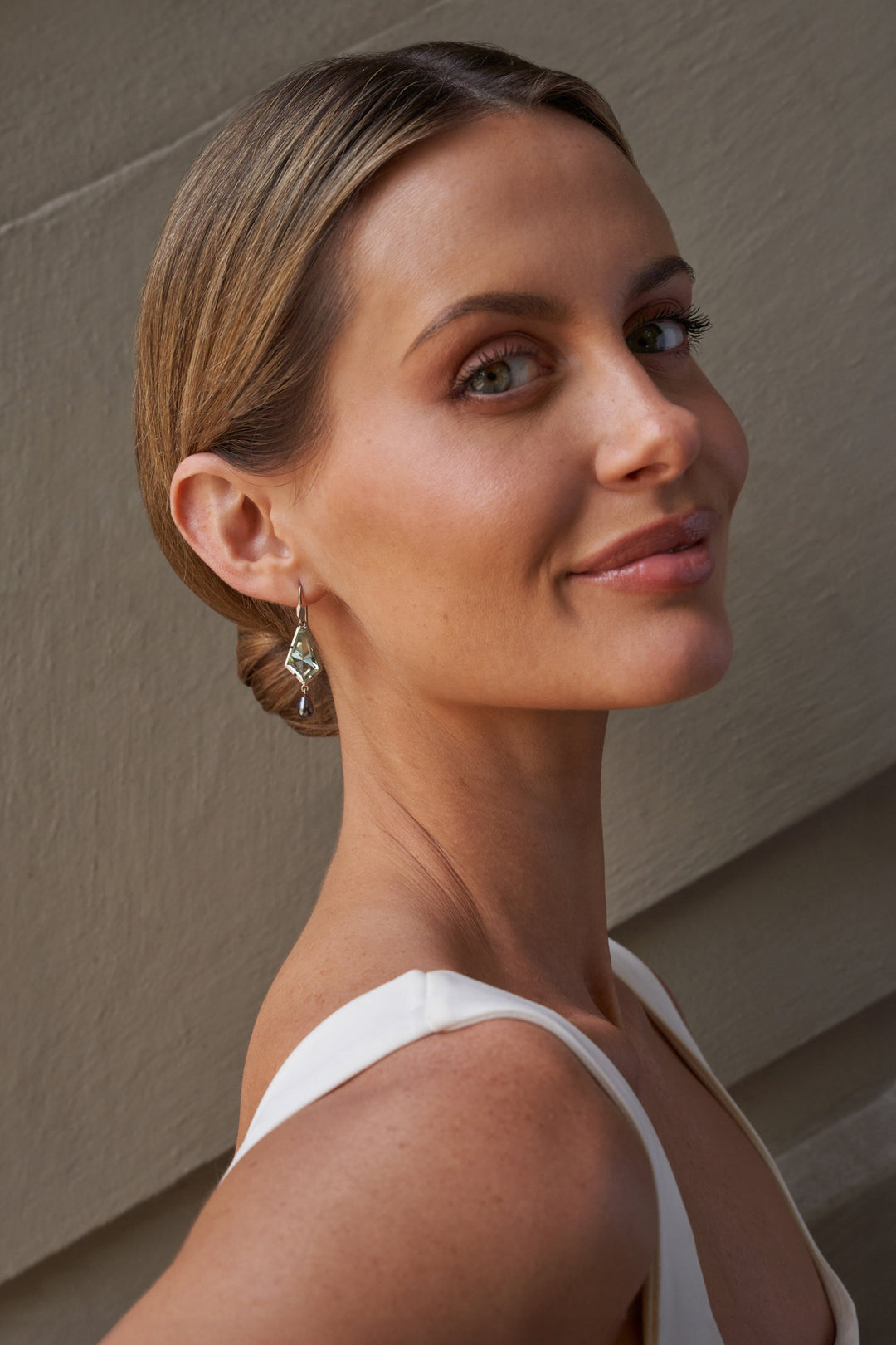 ‘Summit’ Prasiolite & Black Pearl White Gold Earrings Earrings Jason Ree Design 