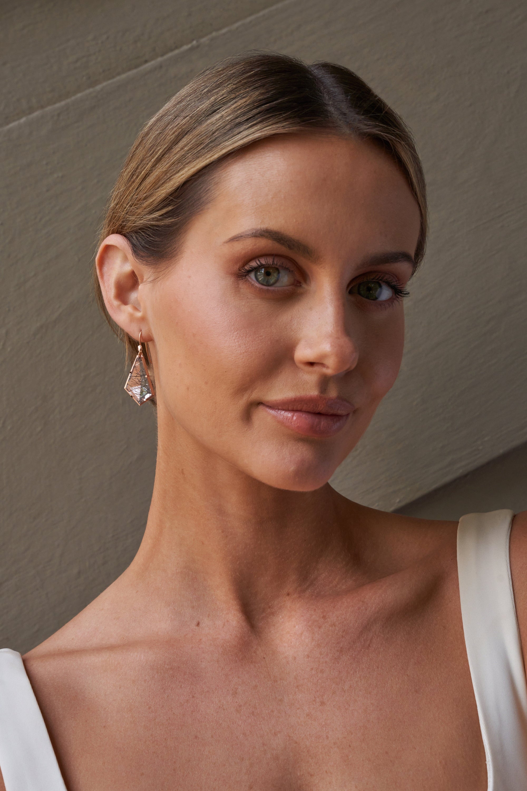 ‘Pinnacle’ Tourmaline in Quartz Rose Gold Earrings Earrings Jason Ree Design 