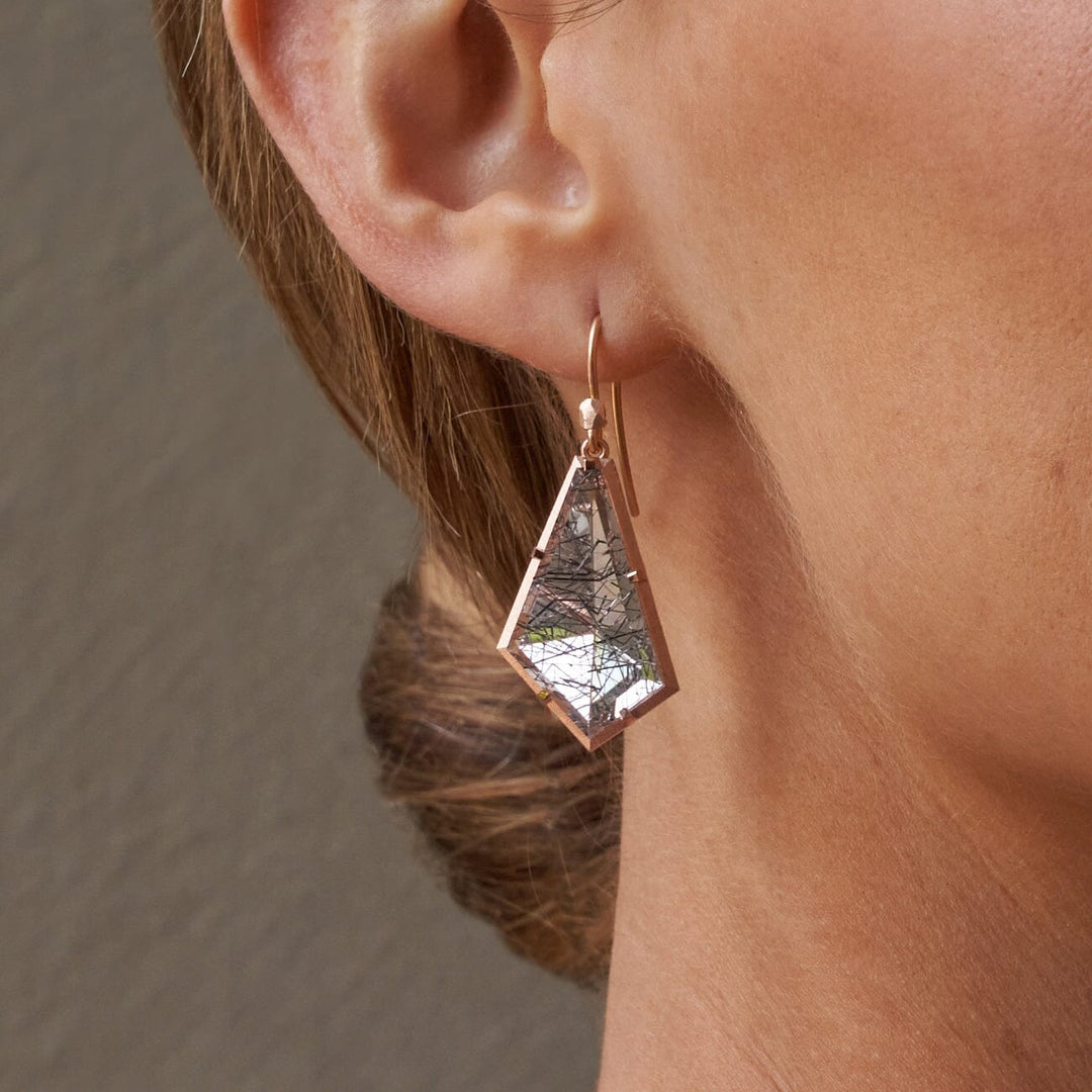 ‘Pinnacle’ Tourmaline in Quartz Rose Gold Earrings Earrings Jason Ree Design 