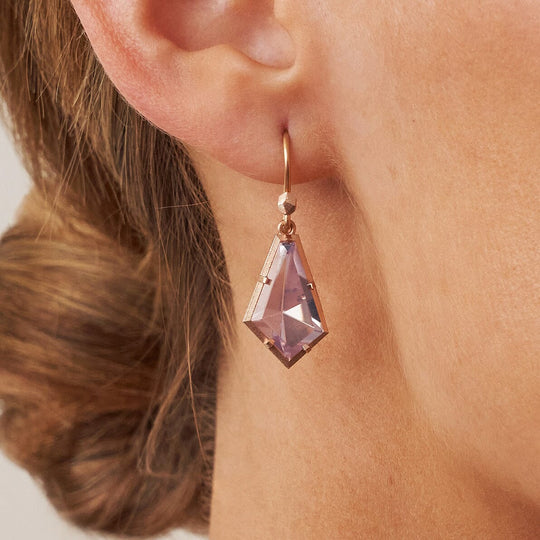 ‘Summit’ Lavender Quartz Rose Gold Earrings Earrings Jason Ree Design 