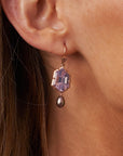 ‘Peak’ Lavender Quartz & Peacock Pearl Rose Gold Earrings Earrings Jason Ree Design 