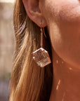 ‘Geode’ Rutilated Champagne Quartz & Diamond Drop Rose Gold Earrings 