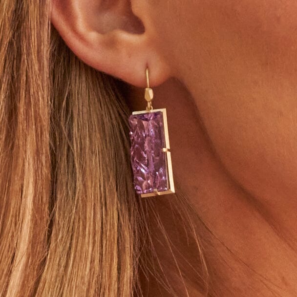 ‘Crevasse’ Yellow Gold Amethyst Earrings Earrings Jason Ree Design 