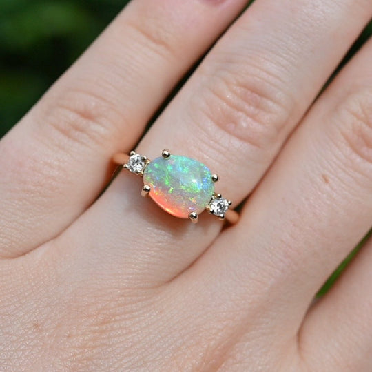 ‘Nimbus’ 1.98ct Crystal Opal & Diamond Gold Ring Ring Jason Ree Design 