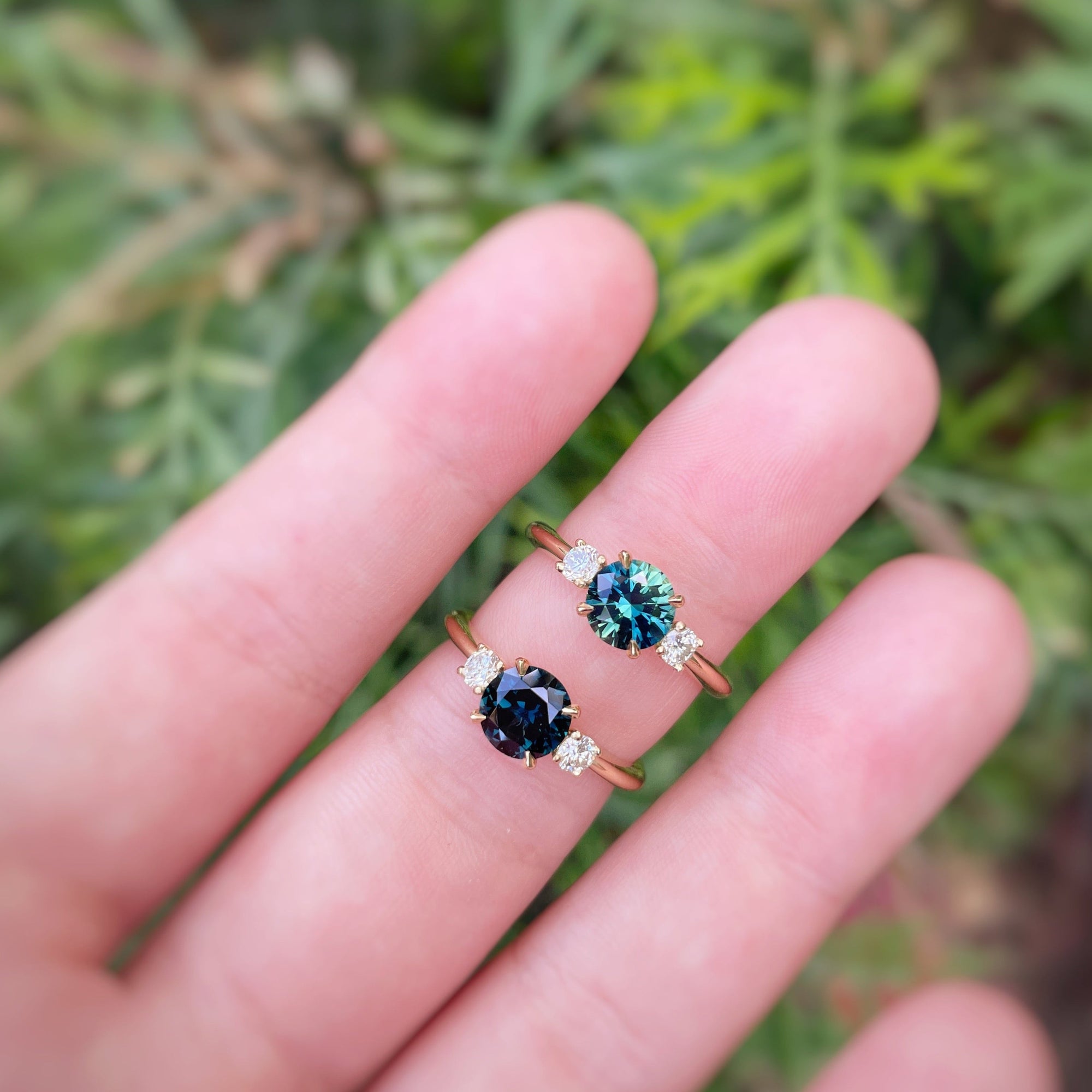 ‘Riverina Round’ 1.11ct Australian Blue sapphire &amp; diamond ring Ring Jason Ree Design 