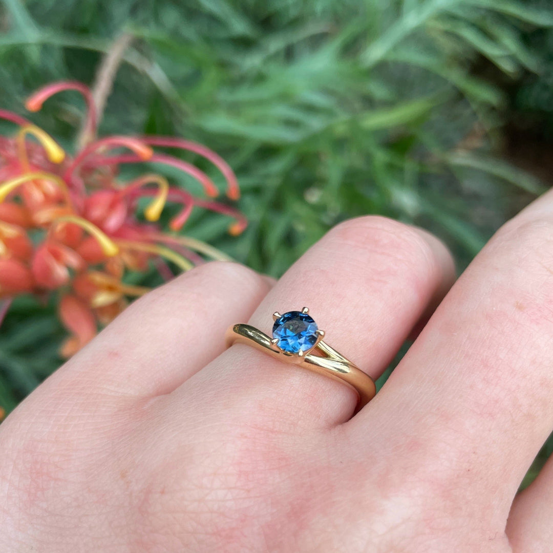 ‘Blossom’ 0.51ct Australian Blue Sapphire 18ct Yellow Gold Ring Jason Ree Design 