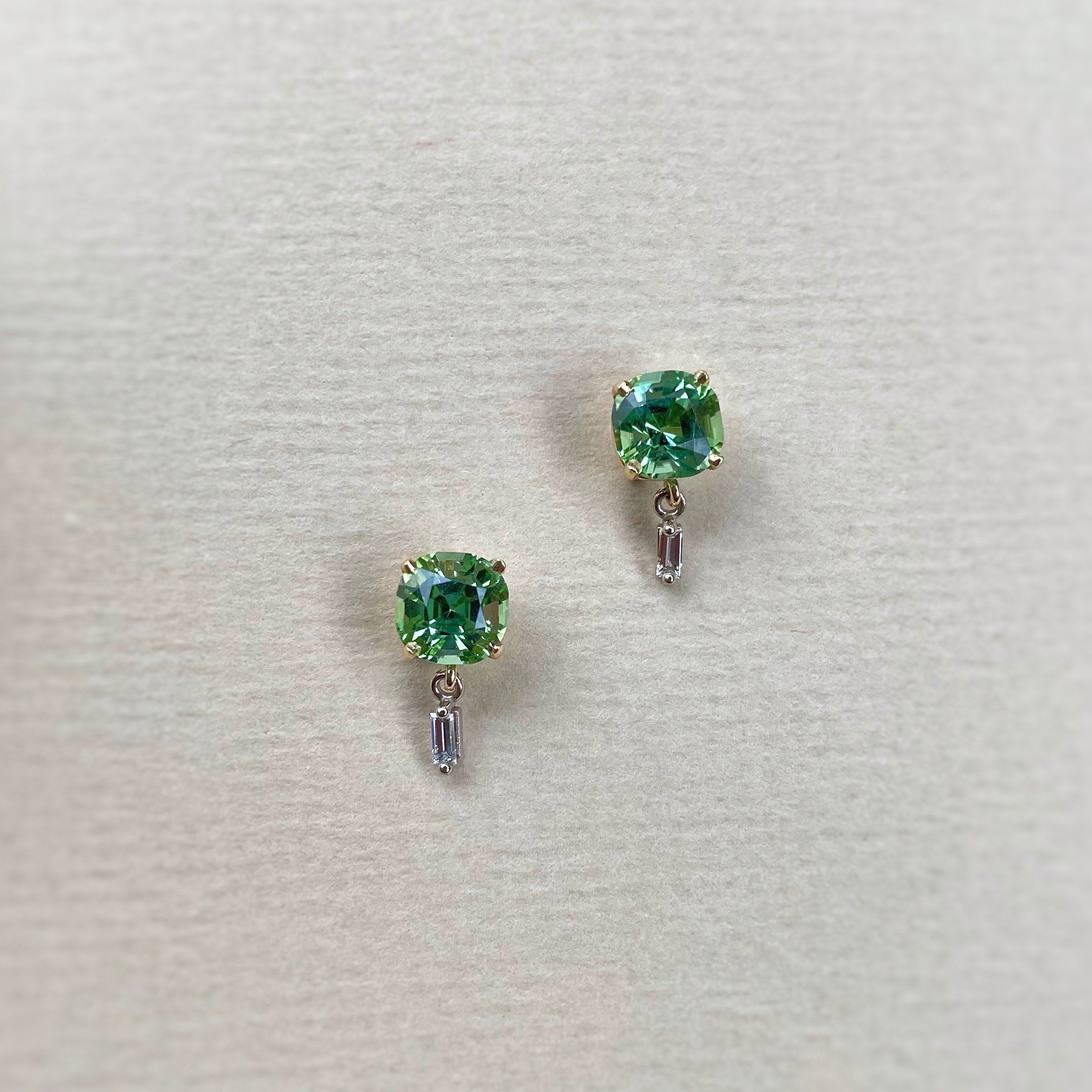 3.18 Cts Green Agate cheapest & Diamond Designer Earrings