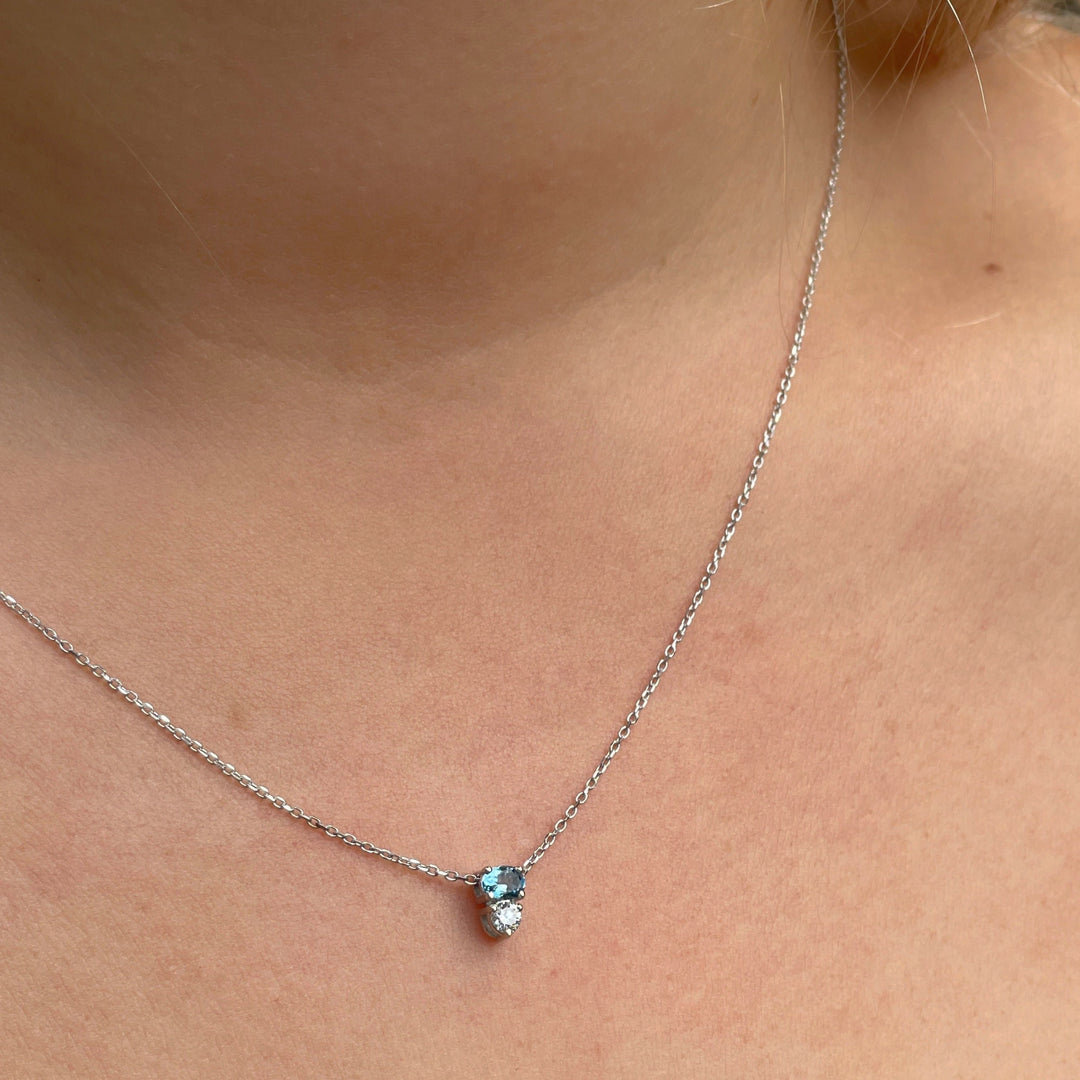 ‘Zoya’ Aquamarine & Diamond White Gold necklace & earrings SET ONLY** Earrings Jason Ree Design 