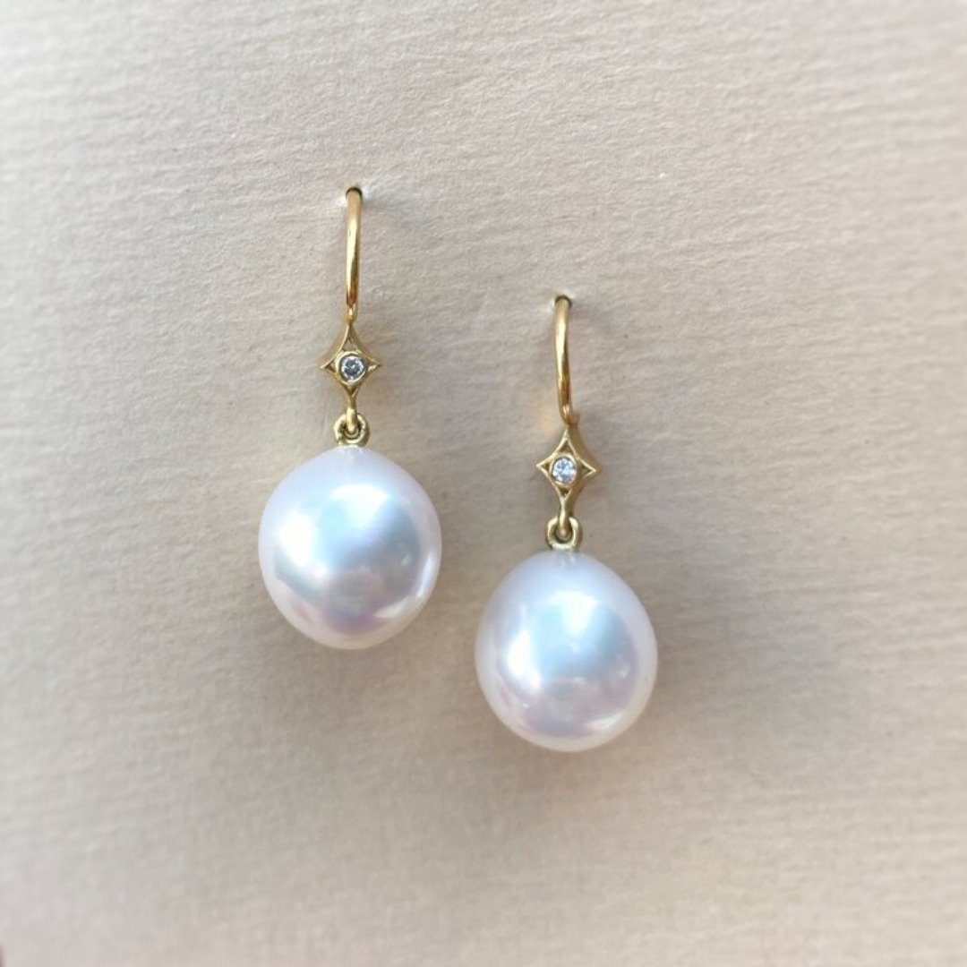 "Twinkle" South Sea Pearl & Diamond Earrings Earrings JasonRee 