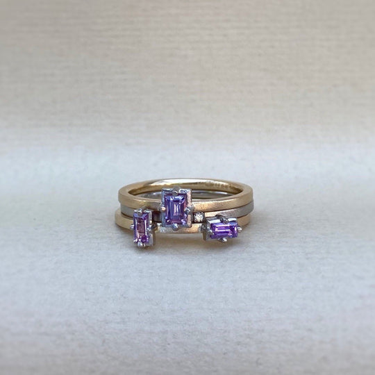"Mosaic" Purple Pink Pastel Sapphire Stacking Ring Ring JasonRee 