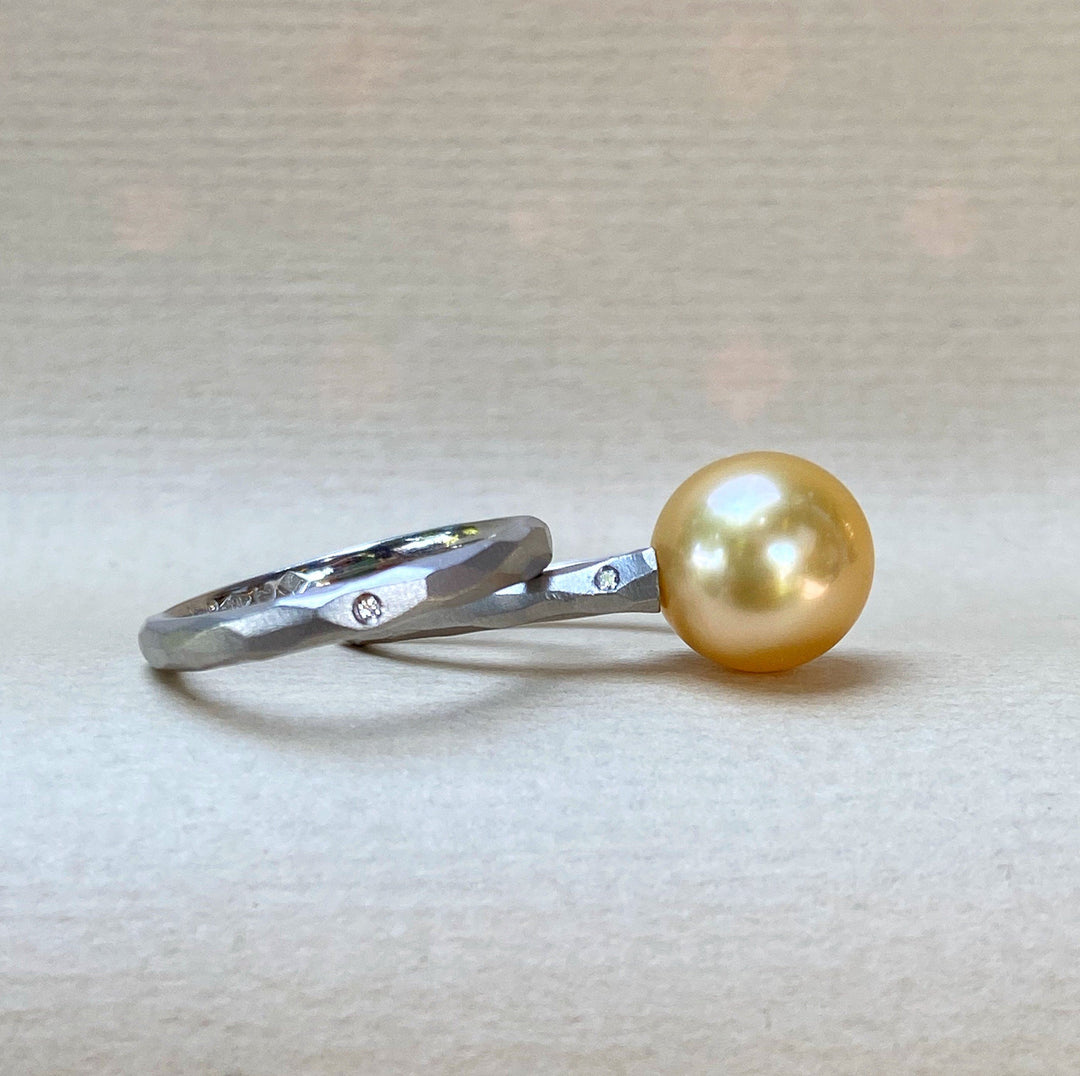 "Helmi" South Sea Pearl & White Diamond Platinum Ring Ring JasonRee 
