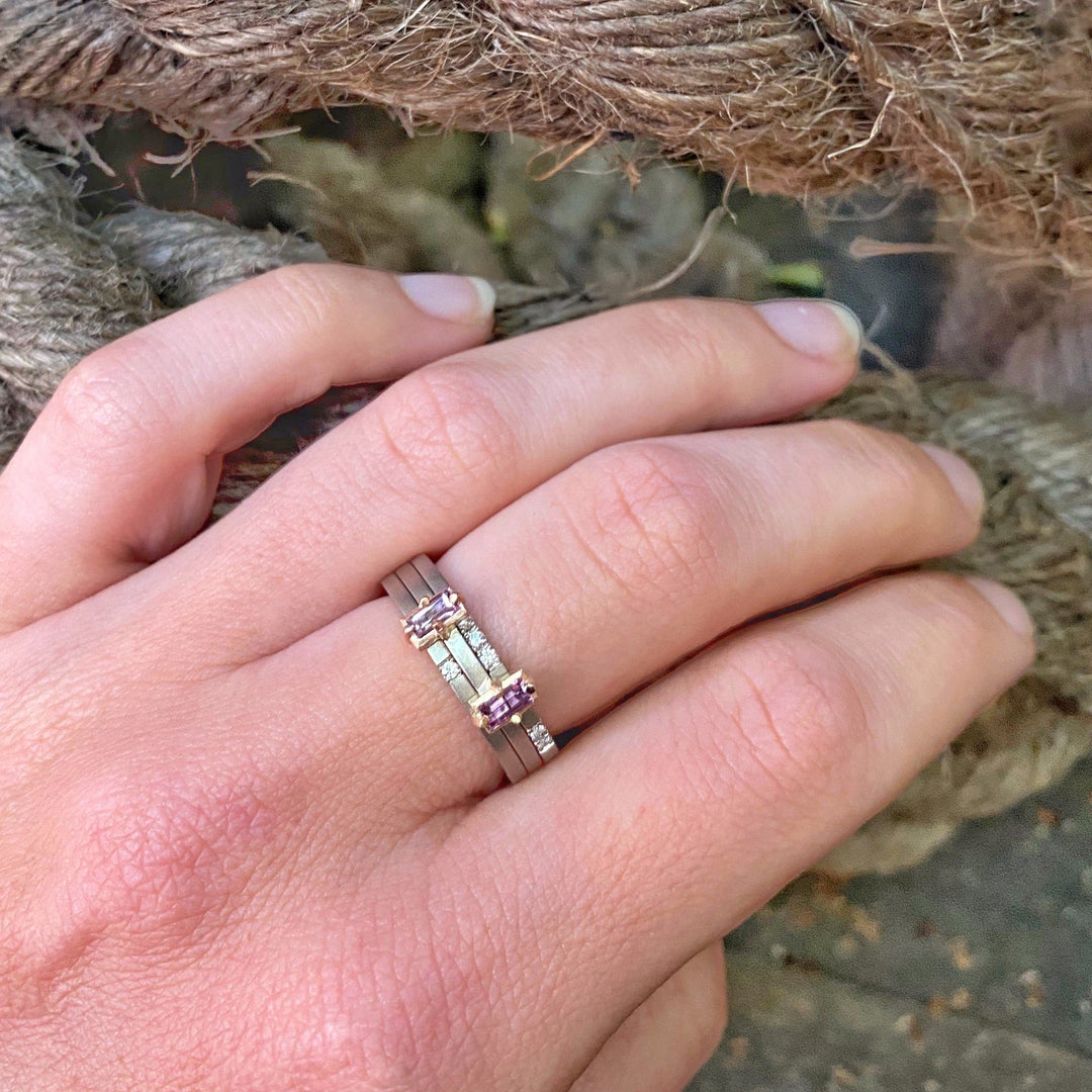 "Mosaic" Pink and Purple Sapphire Stacking Ring Ring JasonRee 