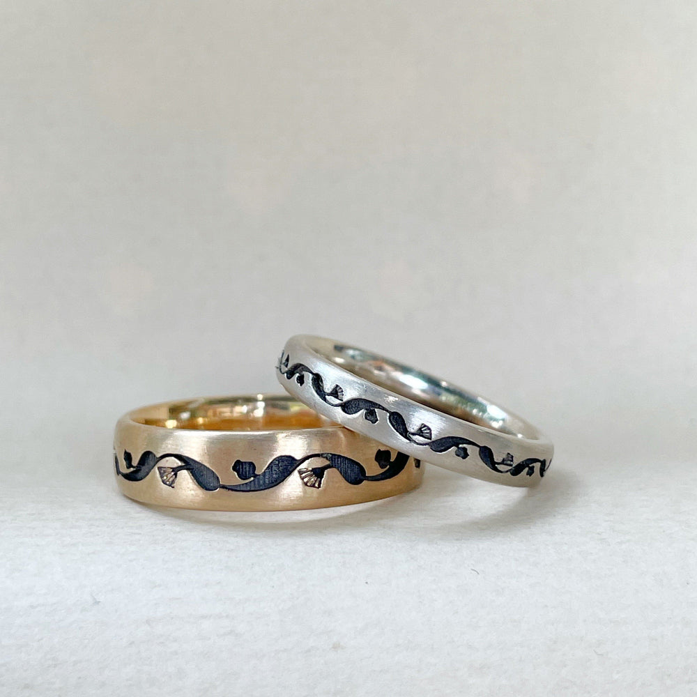 "GumLeaf" 9ct White Gold Engraved Ring Ring Jason Ree Design 