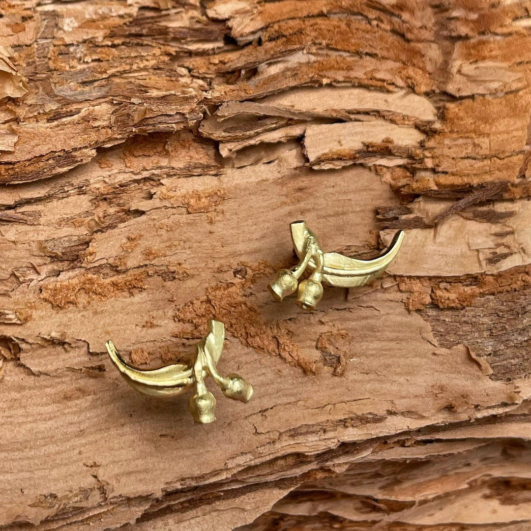 "Gumleaf" 18ct Yellow Gold Stud Small Earrings JasonRee 