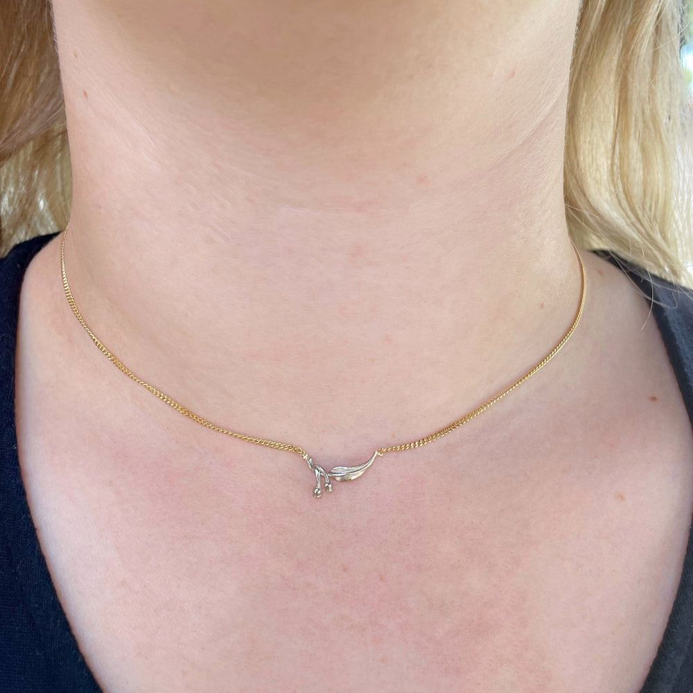 ''GumLeaf'' White Gold Chain Necklace Pendant Jason Ree Design 
