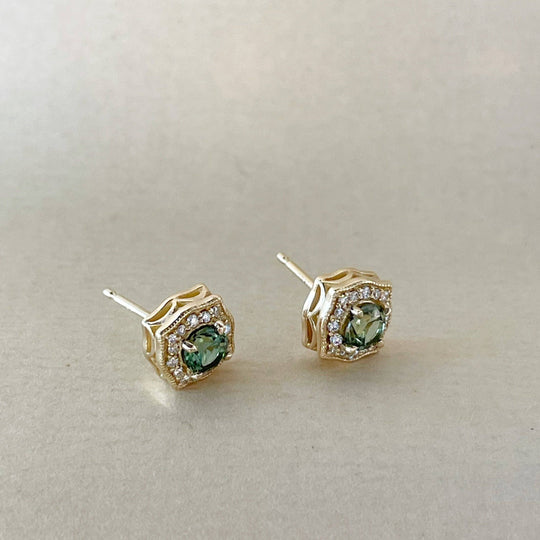Yellow Gold & Green Sapphire Earring Earrings Jason Ree Design 