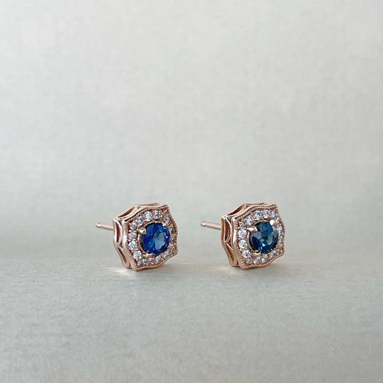 Rose Gold & Blue Sapphire Earring Earrings Jason Ree Design 