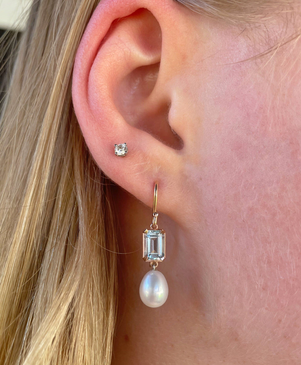 "Chevron" Aquamarine Pearl Earrings Earrings JasonRee 