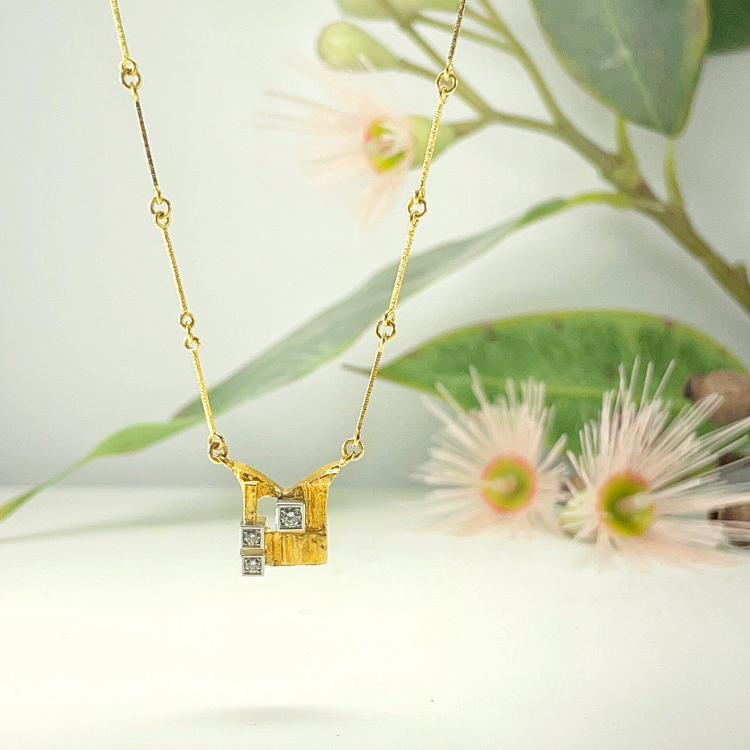 ''Diamond City'' Lapponia Gold & Diamond Necklace Pendant Jason Ree Design 