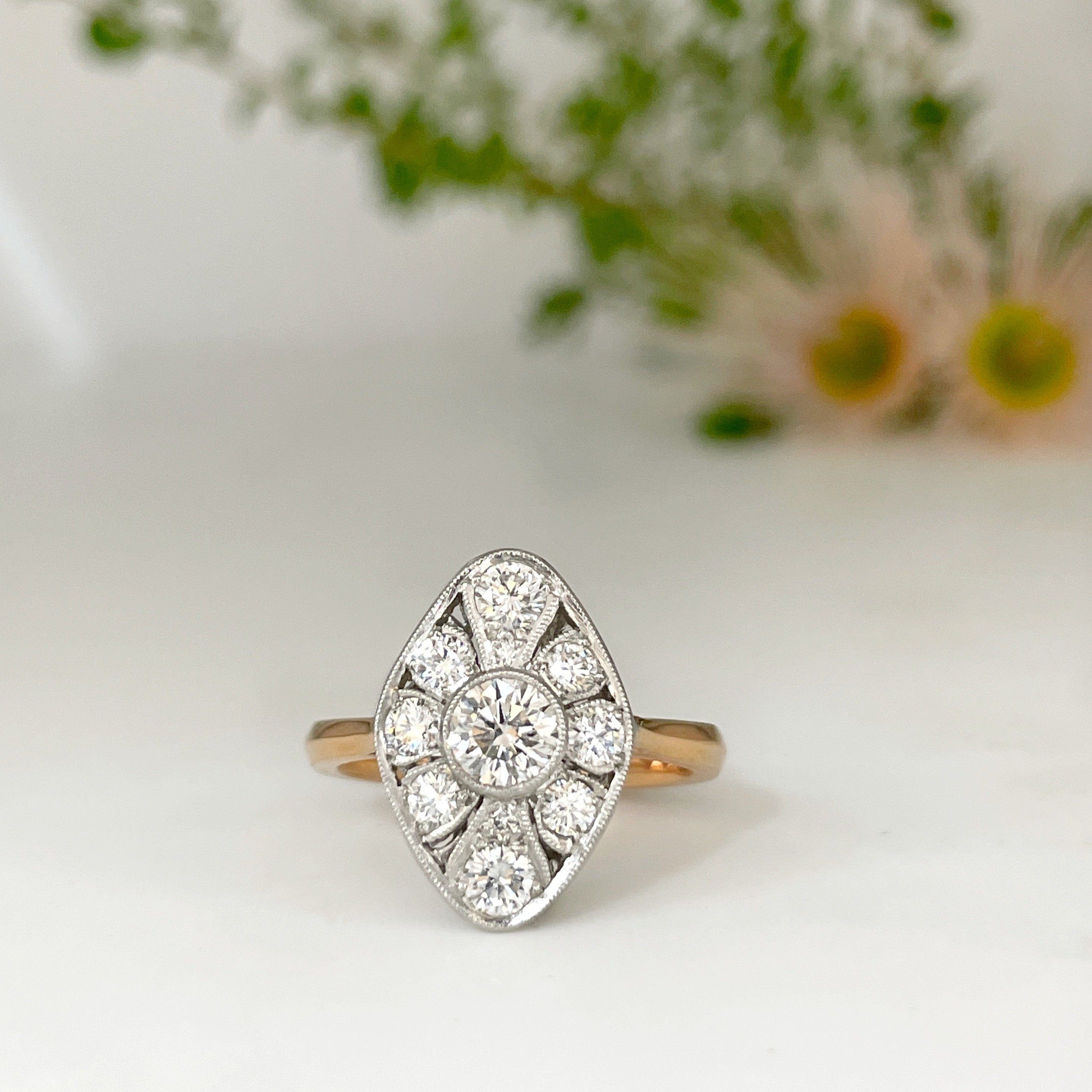 Art Deco Toi et Moi diamond engagement ring from the 1920's.