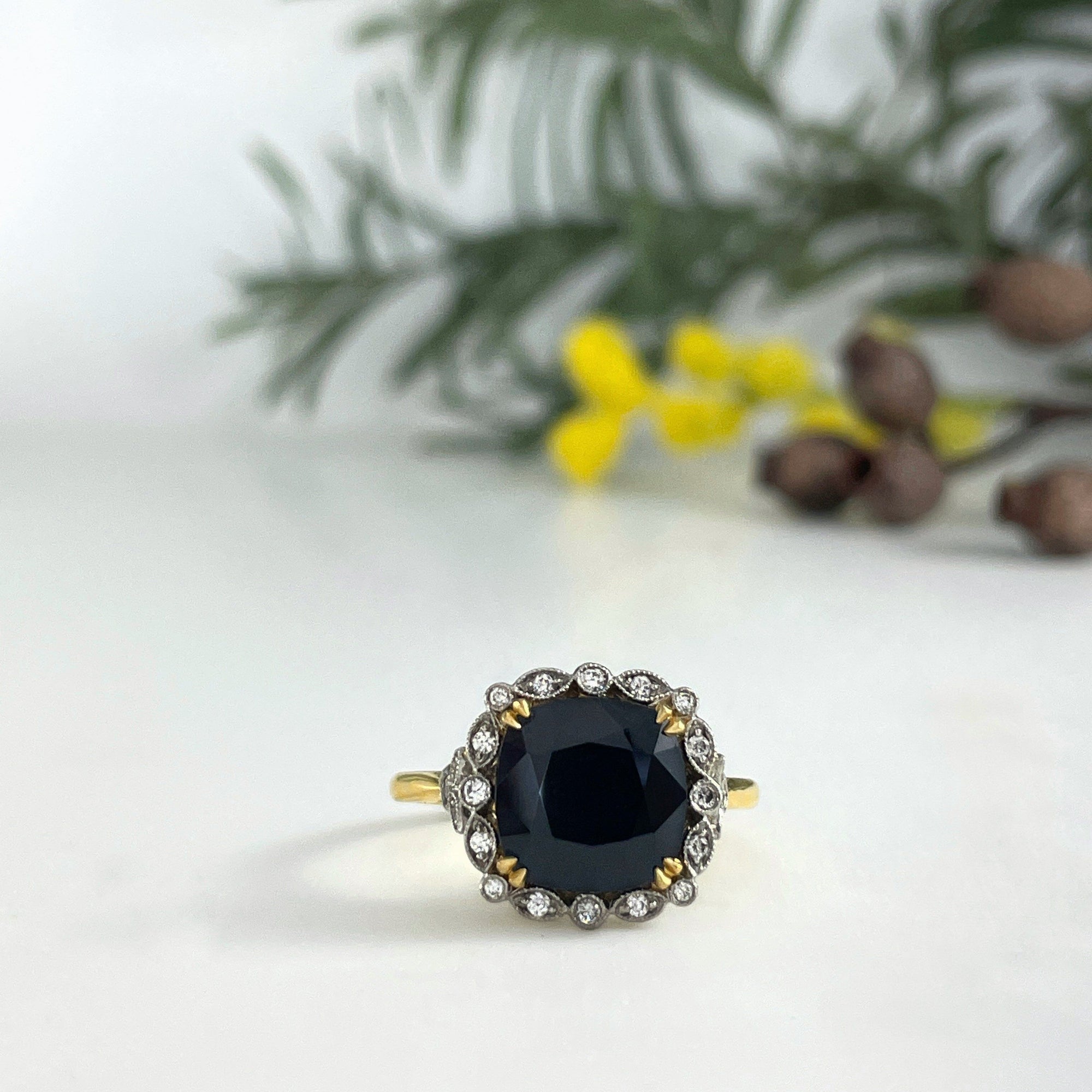 "Tosca Venetia" 4.62ct Black Australian Sapphire Cocktail Ring Ring JasonRee 