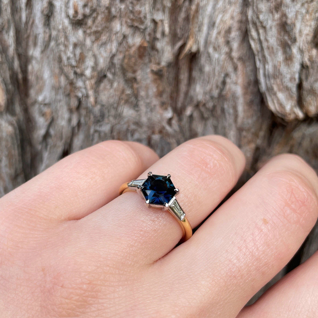 ‘Beatrix’ Australian 1.81ct Hex Sapphire & diamond ring Jason Ree Design 