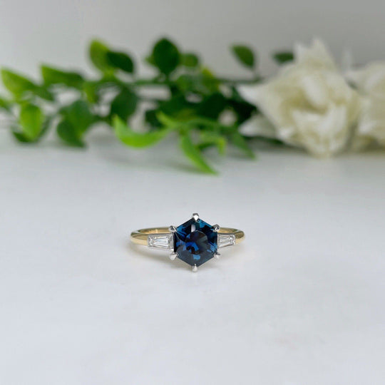 ‘Beatrix’ Australian 1.81ct Hex Sapphire & diamond ring Jason Ree Design 