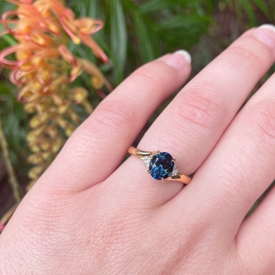 ‘LiLy’ 1.29ct teal blue Australian sapphire & diamond gold ring Ring Jason Ree Design 