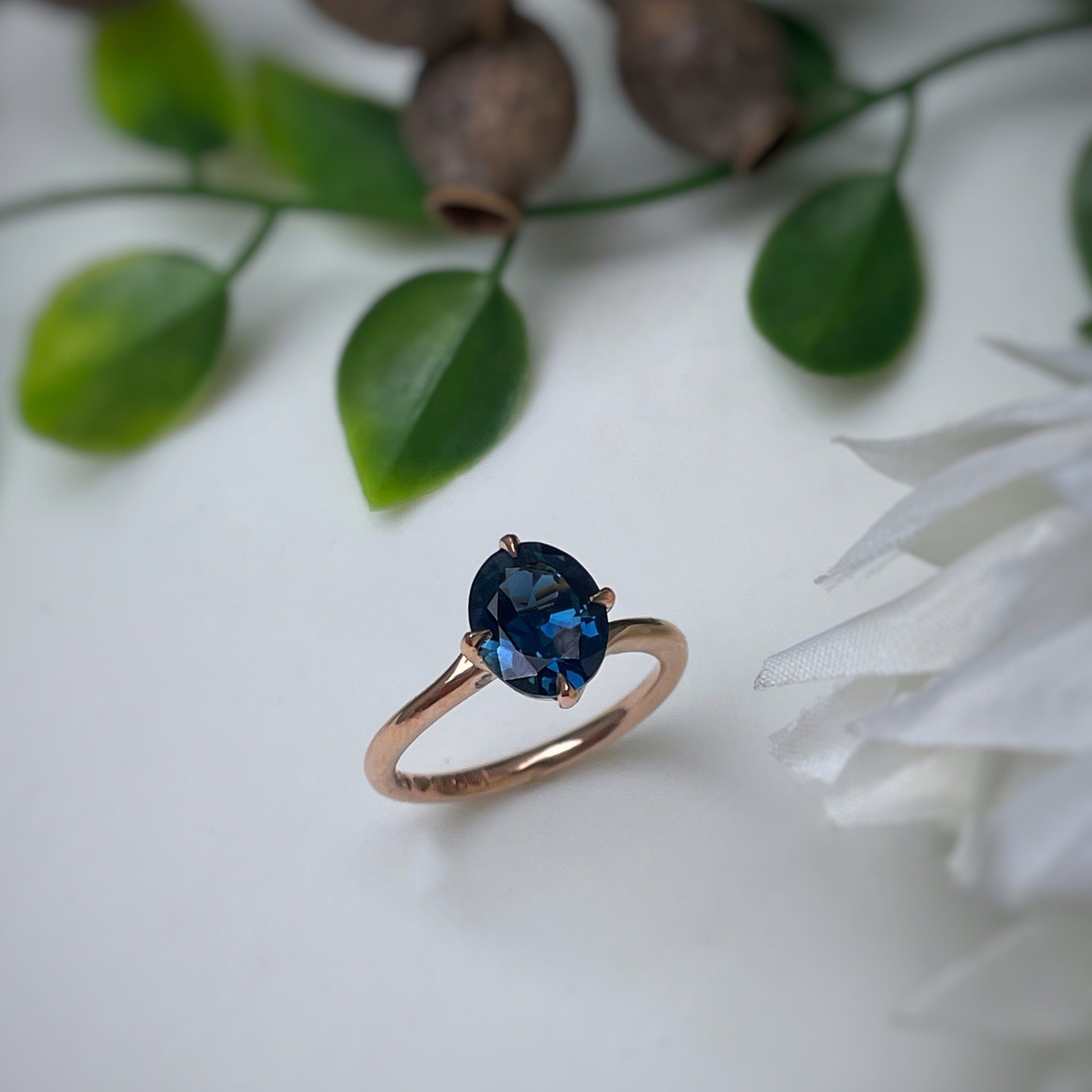 Blue sapphire rose gold engagement deals rings