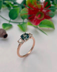 ‘HighWire Trilogy’ 1.33ct Australian Green sapphire & Argyle diamond ring Ring Jason Ree Design 