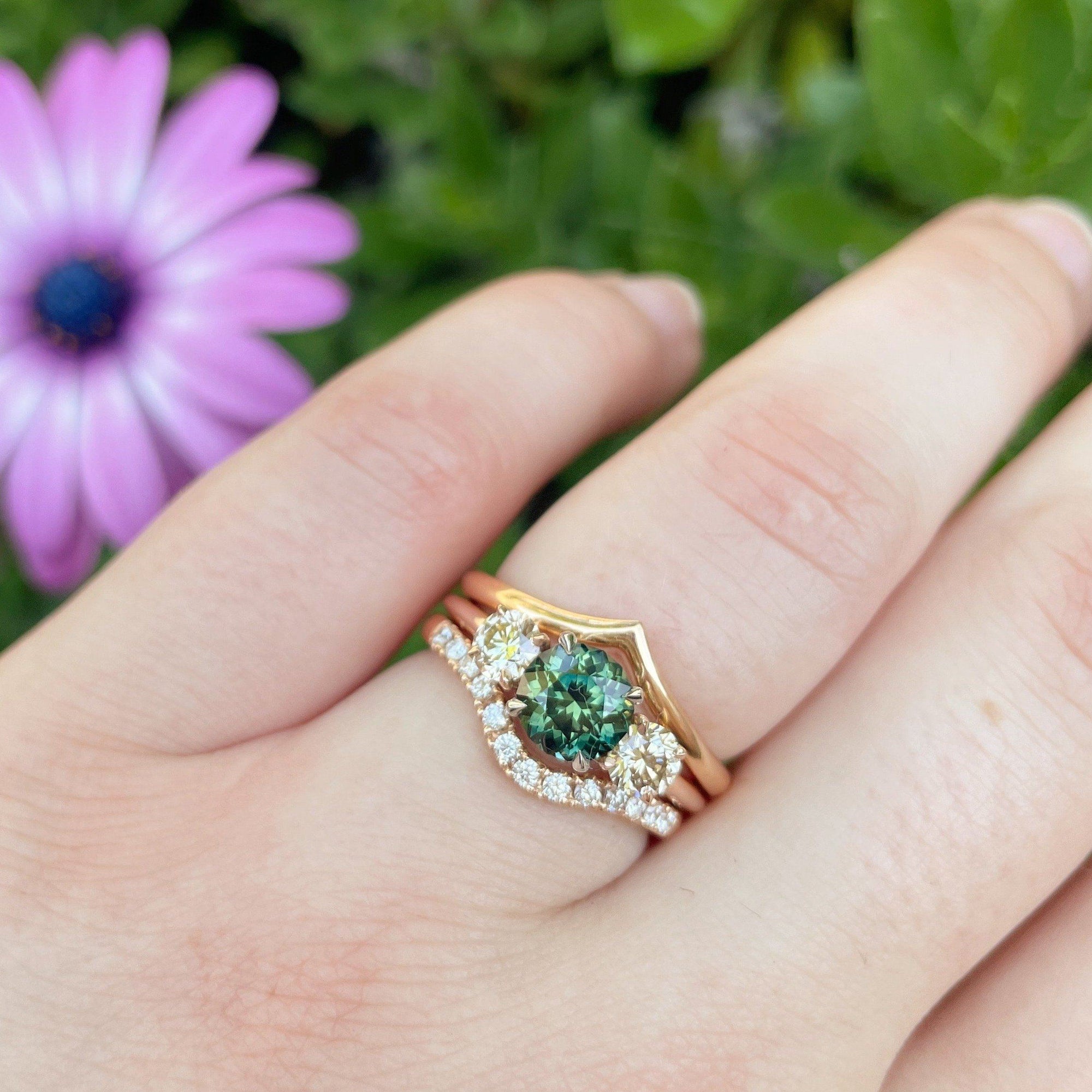 ‘HighWire Trilogy’ 1.33ct Australian Green sapphire &amp; Argyle diamond ring Ring Jason Ree Design 