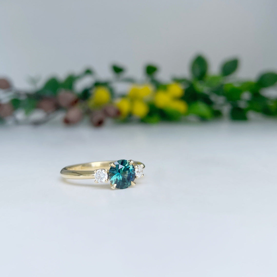 ‘Riverina Round’ 1ct Australian Parti Sapphire & diamond ring Ring Jason Ree Design 