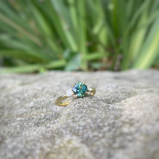 ‘Riverina Round’ 1ct Australian Parti Sapphire & diamond ring Ring Jason Ree Design 