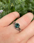 Round brilliant-cut 1.57ct Teal Australian Sapphire HighWire ring Ring Jason Ree Design 