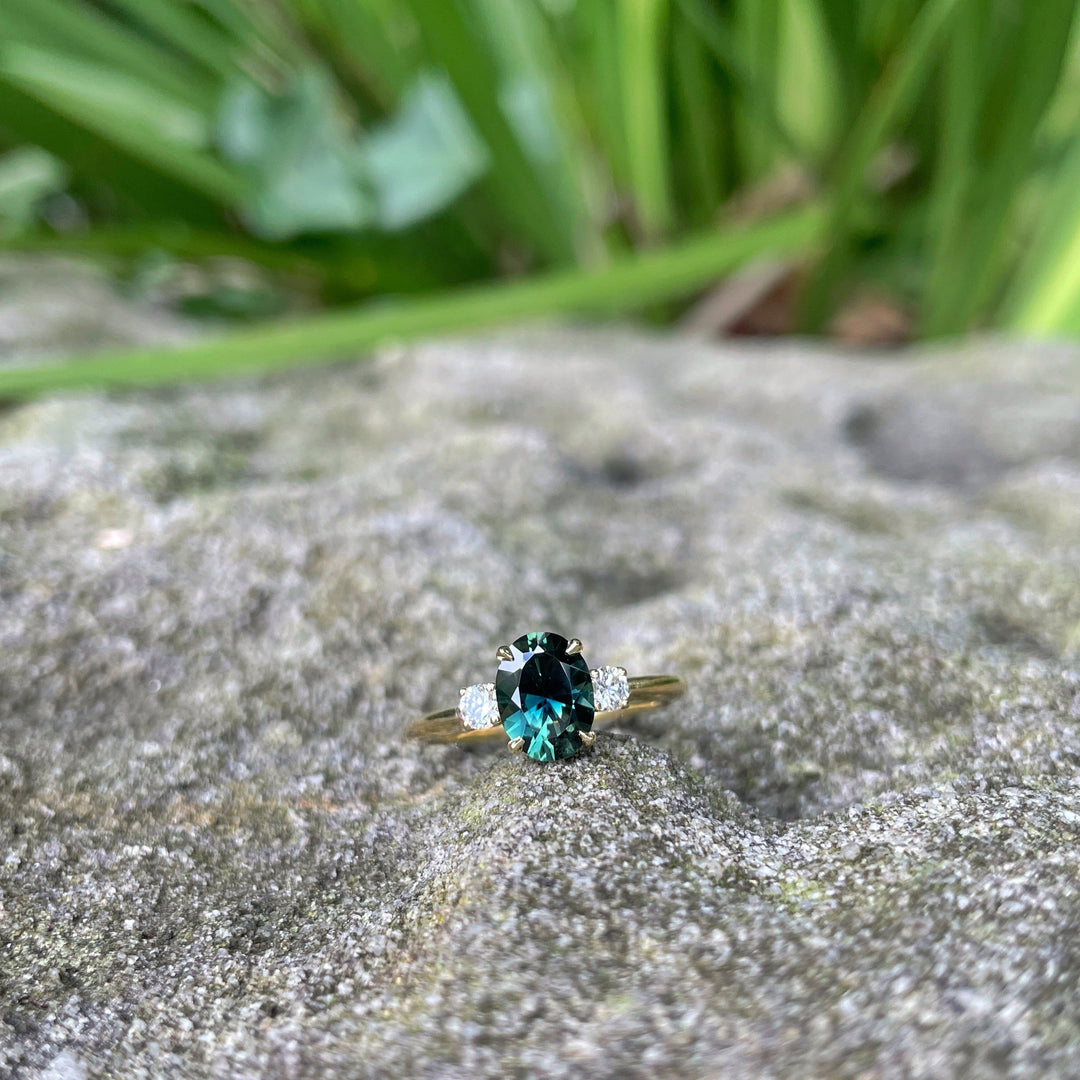 ‘Riverina’ 1.25ct deep Green Australian sapphire & diamond ring Ring Jason Ree Design 