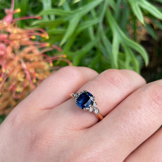 ‘Heloise’ 1.31ct Australian Blue Sapphire & Diamond Ring Ring Jason Ree Design 