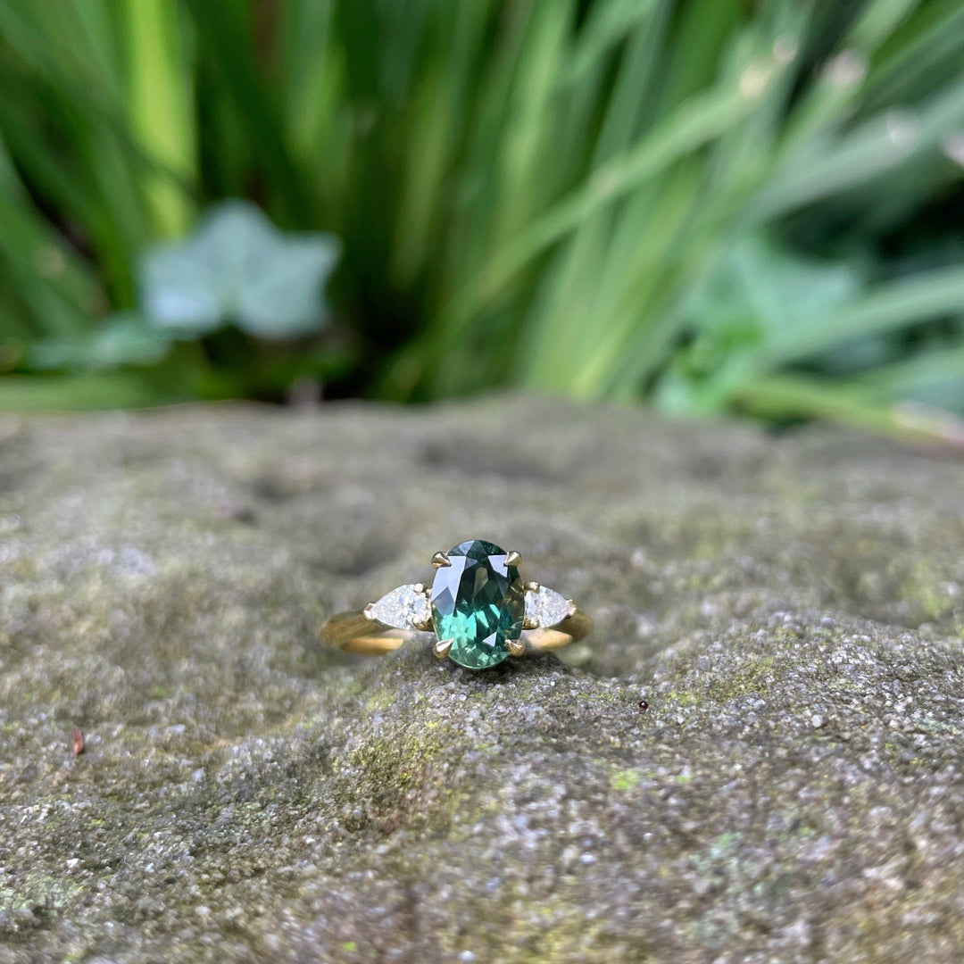 'Delta' 1.98ct Australian Green Sapphire & Diamond Ring Ring Jason Ree Design 