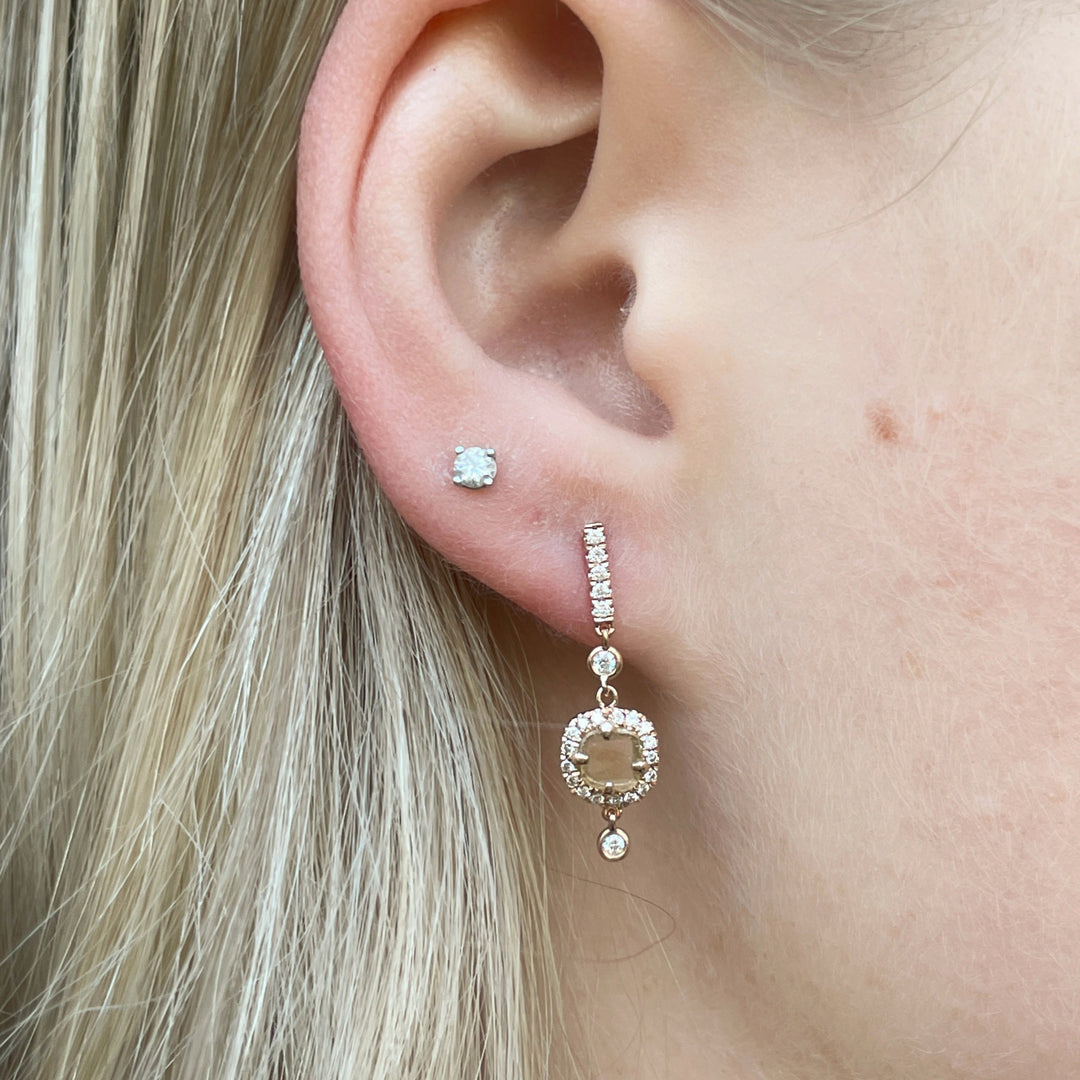 18ct Rose Gold Natural Diamond Slice Dangle Earrings Earrings Jason Ree Design 