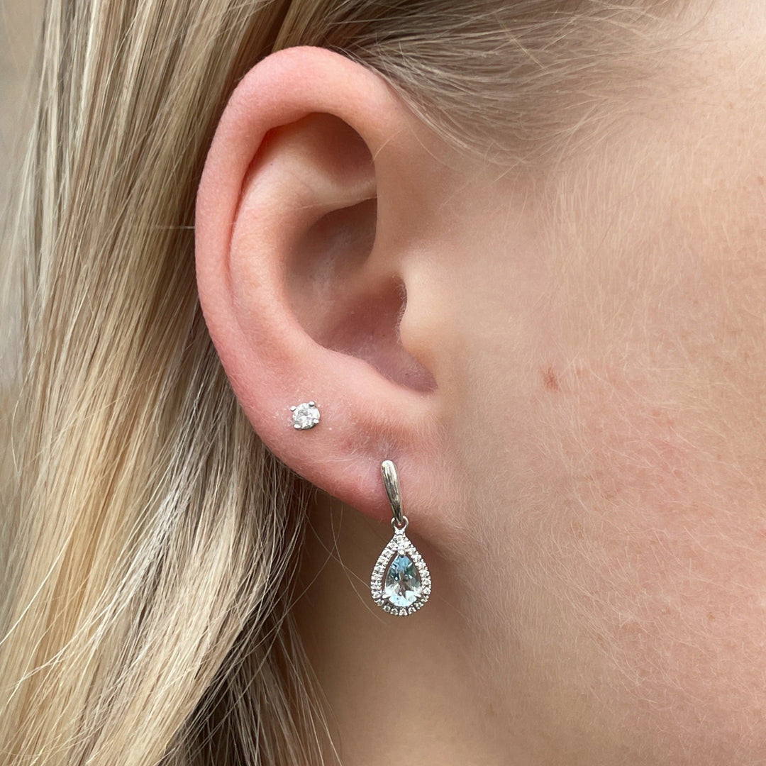 Aquamarine & Diamond White Gold Earrings Earrings Jason Ree Design 