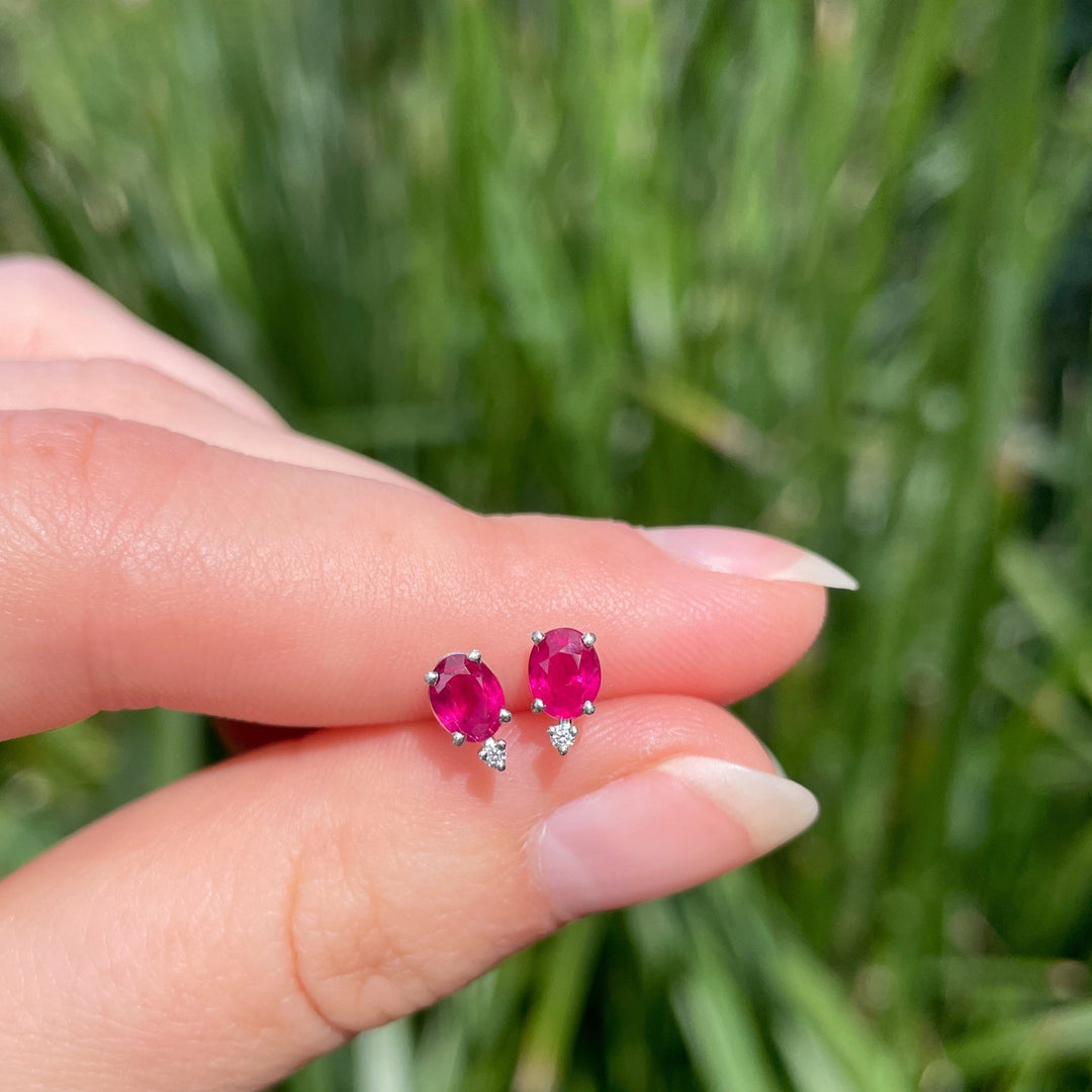 Kyra' Burmese Ruby Diamond 18ct White Gold Earrings – Jason Ree