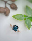 'Zoe' 1.93ct Unheated Australian Teal Square Emerald-cut Rose Gold Ring Ring Jason Ree Design 