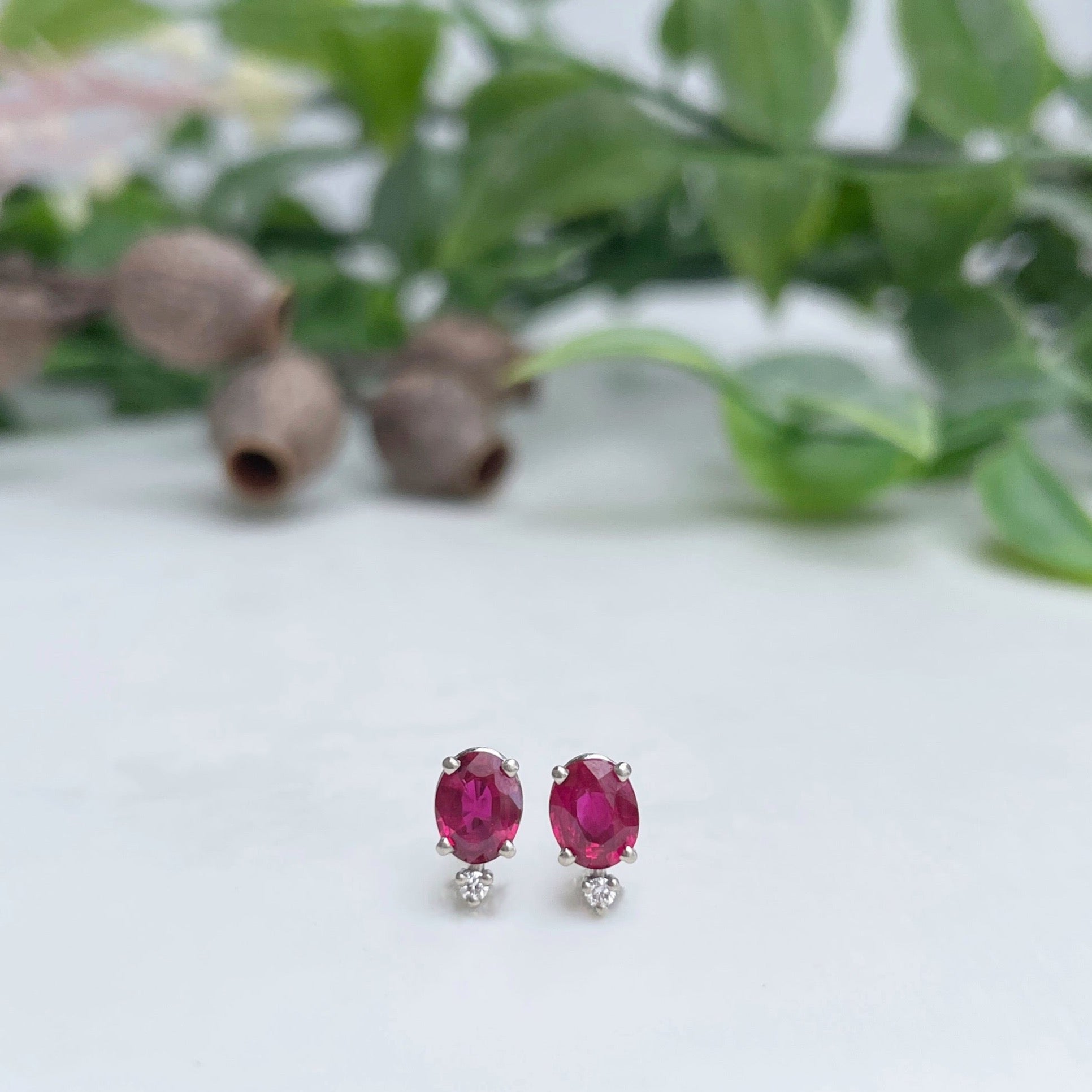 'Kyra' Burmese Ruby & Diamond 18ct White Gold Earrings Earrings Jason Ree Design 