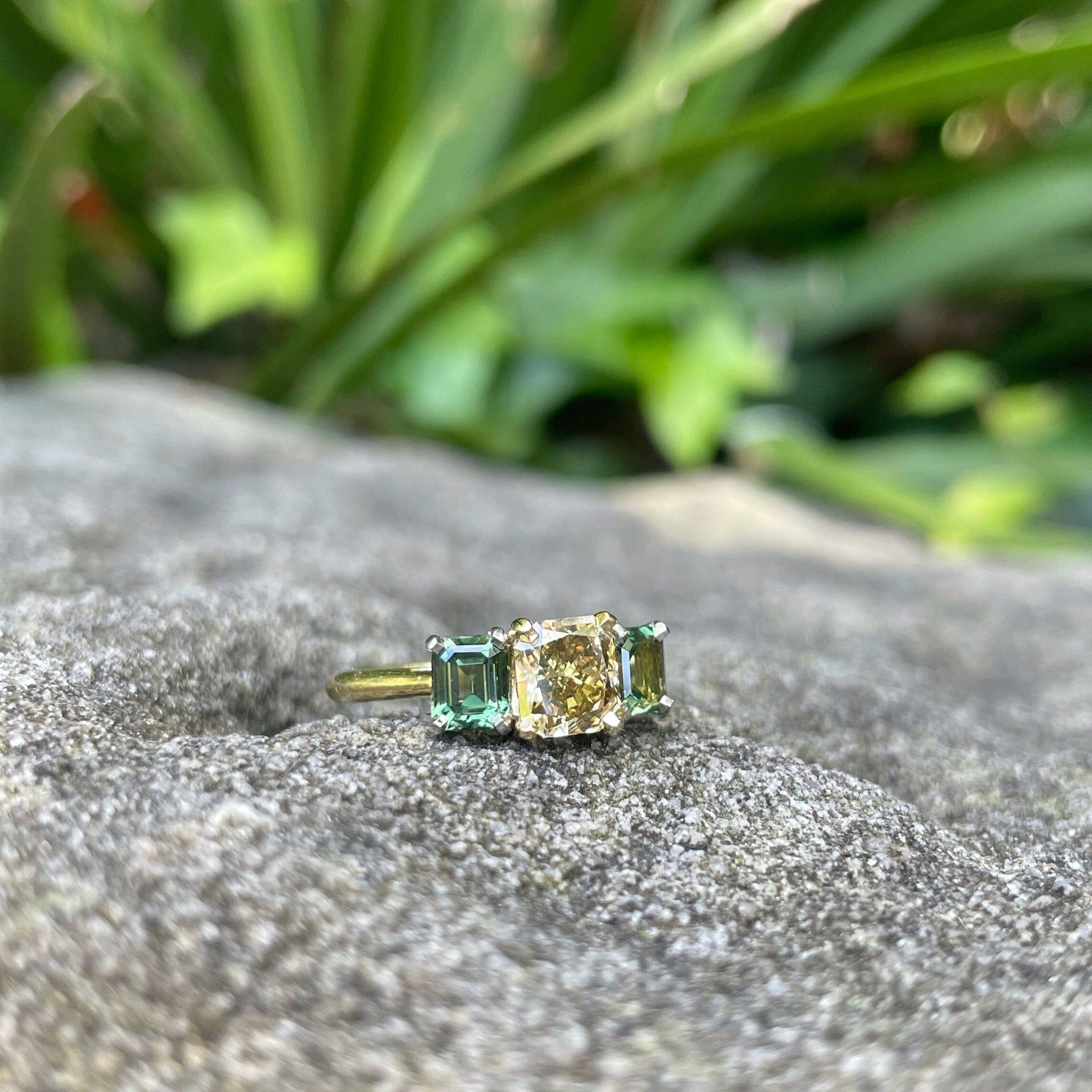 ‘Juno’ 1.13ct Champagne Diamond & Australian Green Sapphire Ring Ring Jason Ree Design 
