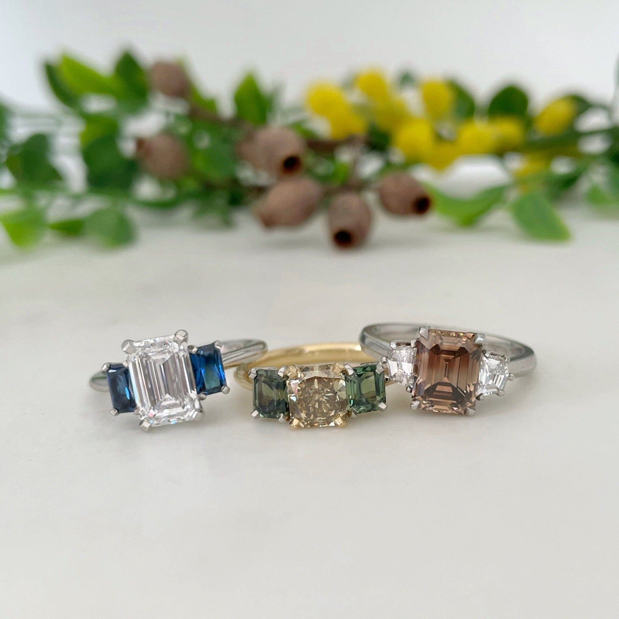 ‘Juno’ 1.13ct Champagne Diamond &amp; Australian Green Sapphire Ring Ring Jason Ree Design 