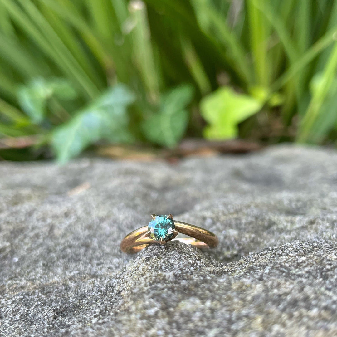 ‘Blossom’ 0.55ct Bright Green Australian Sapphire Rose Gold Ring Ring Jason Ree Design 