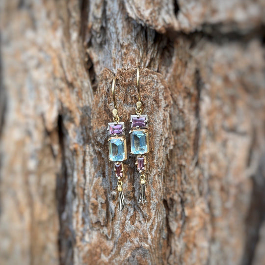 "Mosaic" Aquamarine and Sapphire Earrings Earrings JasonRee 